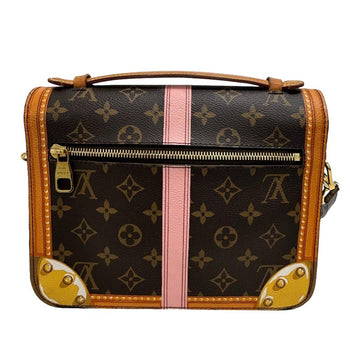 Louis Vuitton Shoulder Bag M43628 Leather Brown Monogram Summer Trunk Pochette Metis