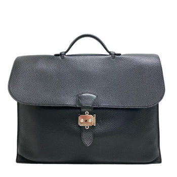 Hermes Business Bag Taurillon Clemence Black Sac Adepeche 38 Mens