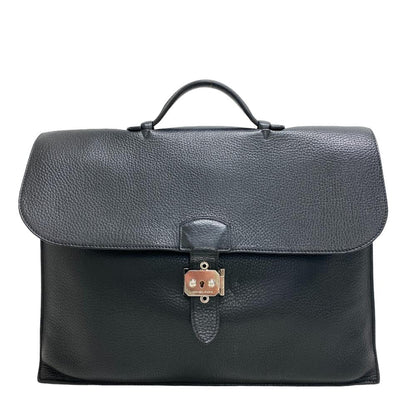 Hermes Business Bag Taurillon Clemence Black Sac Adepeche 38 Mens