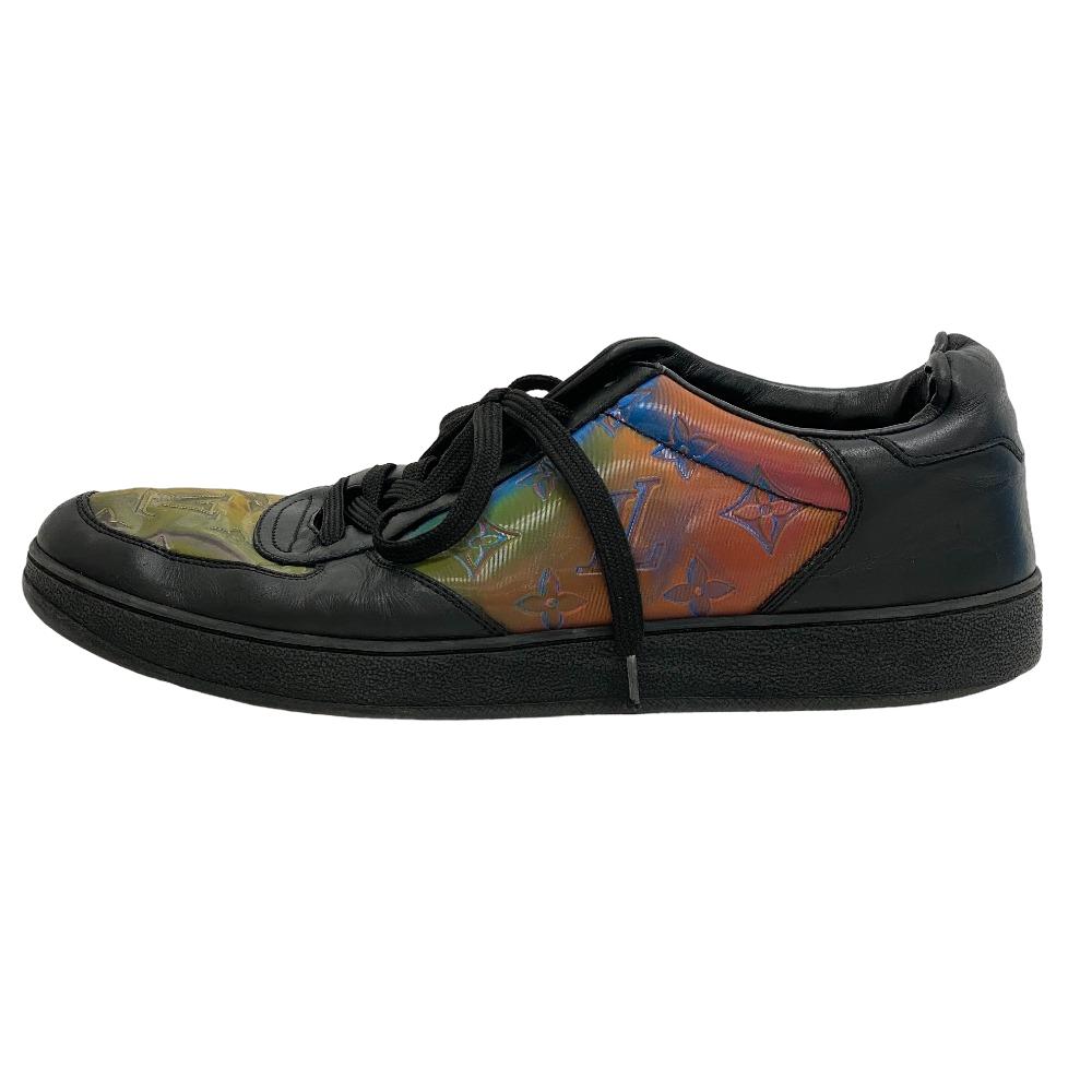 Louis Vuitton Sneakers Leather Black 2021 Rivoli Line Rainbow Mens 7