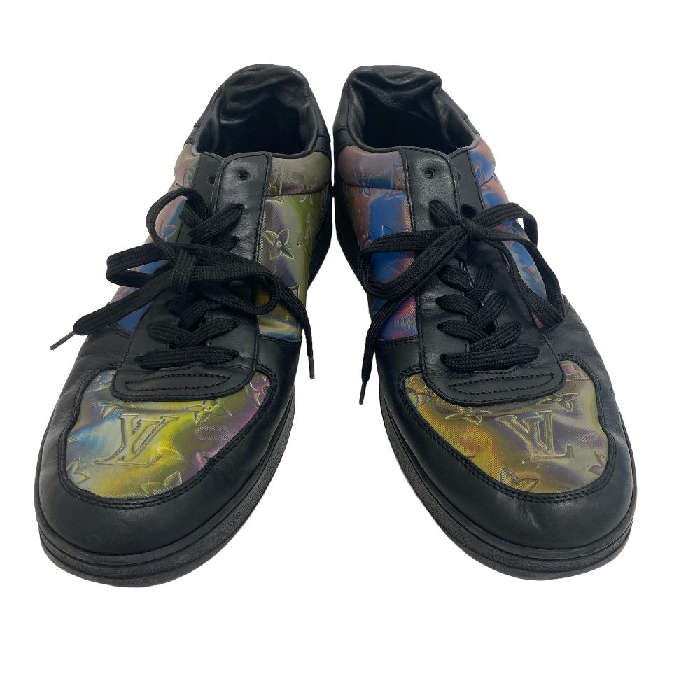 Louis Vuitton Sneakers Leather Black 2021 Rivoli Line Rainbow Mens 7