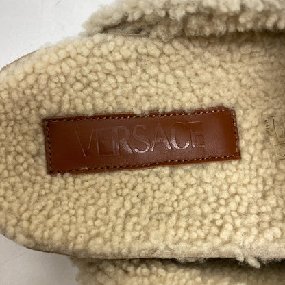 Versace Mule Leather Brown Slide Sandals Medusa Mens 44