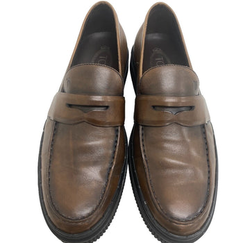 Todfs Loafers Leather Brown Coin Loafers Mens 8