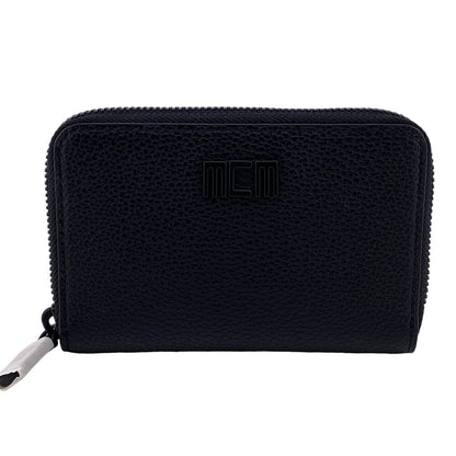 Mcm Coin Case Mxlcatc01 Leather Black Zip Around Coin Pocket Unisex(Unisex)
