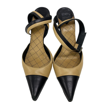 Chanel Pumps Leather Black 36 1/2 Coco Mark Women 36 1/2