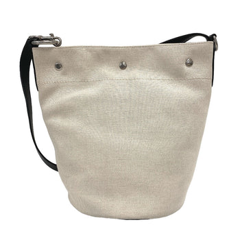 Saint Laurent Paris Shoulder Bag Canvas, Leather Beige Rive Gauche Women
