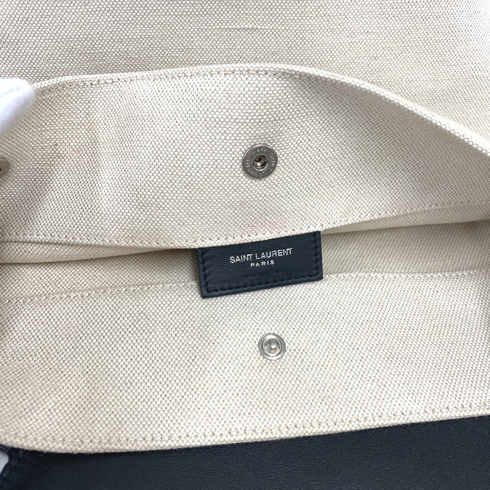 Saint Laurent Paris Shoulder Bag Canvas, Leather Beige Rive Gauche Women