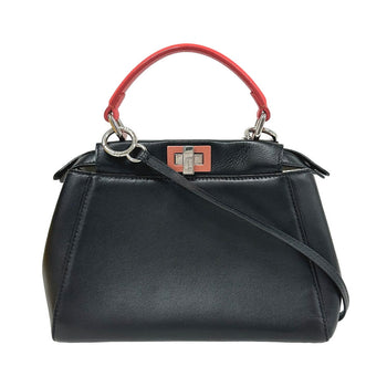 Fendi Handbag 8Bn244 Leather Black 2Way Mini Pea Kaboo Women