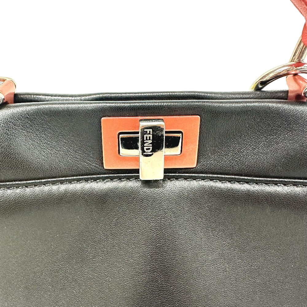 Fendi Handbag 8Bn244 Leather Black 2Way Mini Pea Kaboo Women