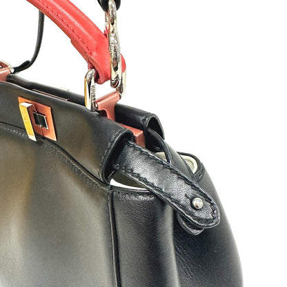 Fendi Handbag 8Bn244 Leather Black 2Way Mini Pea Kaboo Women