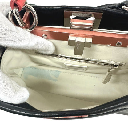 Fendi Handbag 8Bn244 Leather Black 2Way Mini Pea Kaboo Women