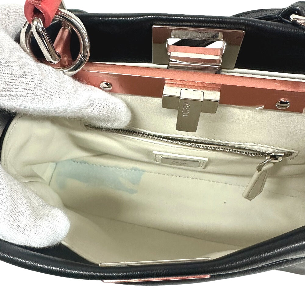 Fendi Handbag 8Bn244 Leather Black 2Way Mini Pea Kaboo Women