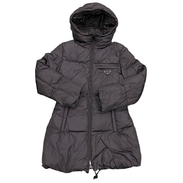 Prada Down Jacket 29F430 Nylon Black 21 Years 38 Triangle Logo Women 38