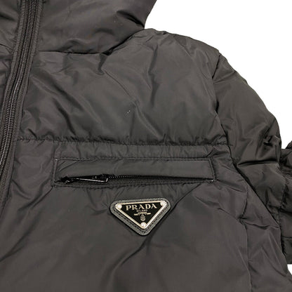Prada Down Jacket 29F430 Nylon Black 21 Years 38 Triangle Logo Women 38