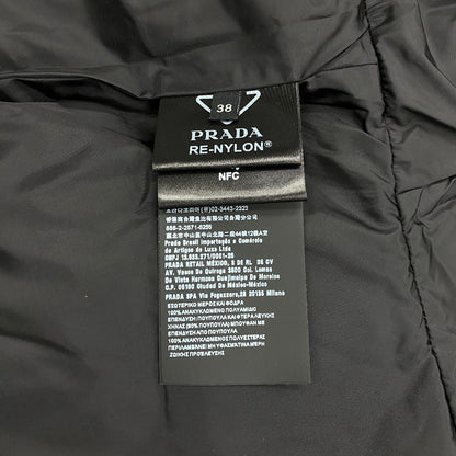 Prada Down Jacket 29F430 Nylon Black 21 Years 38 Triangle Logo Women 38