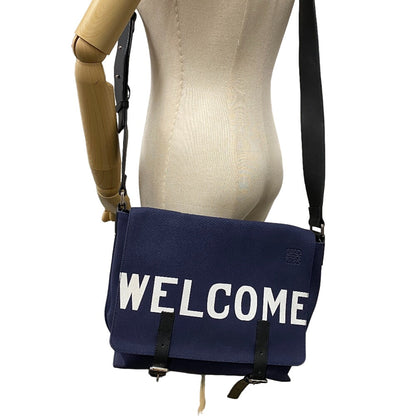 Loewe Shoulder Bag Canvas, Leather Navy Messenger Military Unisex(Unisex)