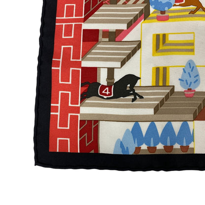Hermes Scarf Silk Multicolor Carre45 Gavroche Horse Club Detail Women