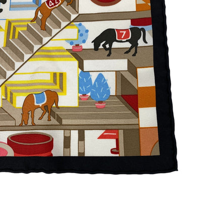 Hermes Scarf Silk Multicolor Carre45 Gavroche Horse Club Detail Women