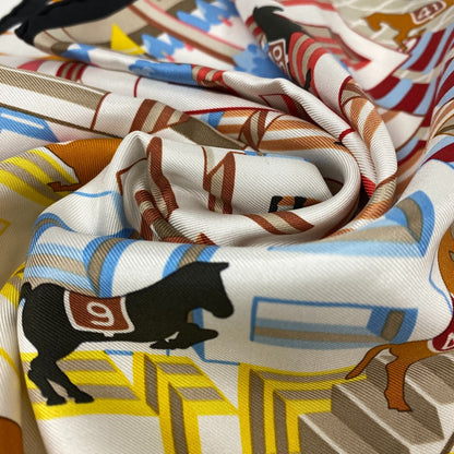 Hermes Scarf Silk Multicolor Carre45 Gavroche Horse Club Detail Women