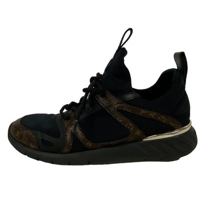 Louis Vuitton Sneakers Leather Black Monogram After Game Line Mesh Women 36 1/2