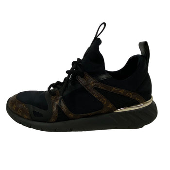 Louis Vuitton Sneakers Leather Black Monogram After Game Line Mesh Women 36 1/2