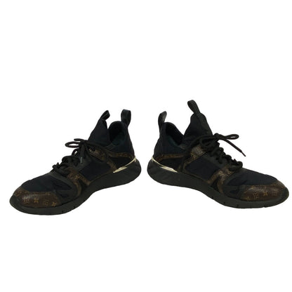 Louis Vuitton Sneakers Leather Black Monogram After Game Line Mesh Women 36 1/2
