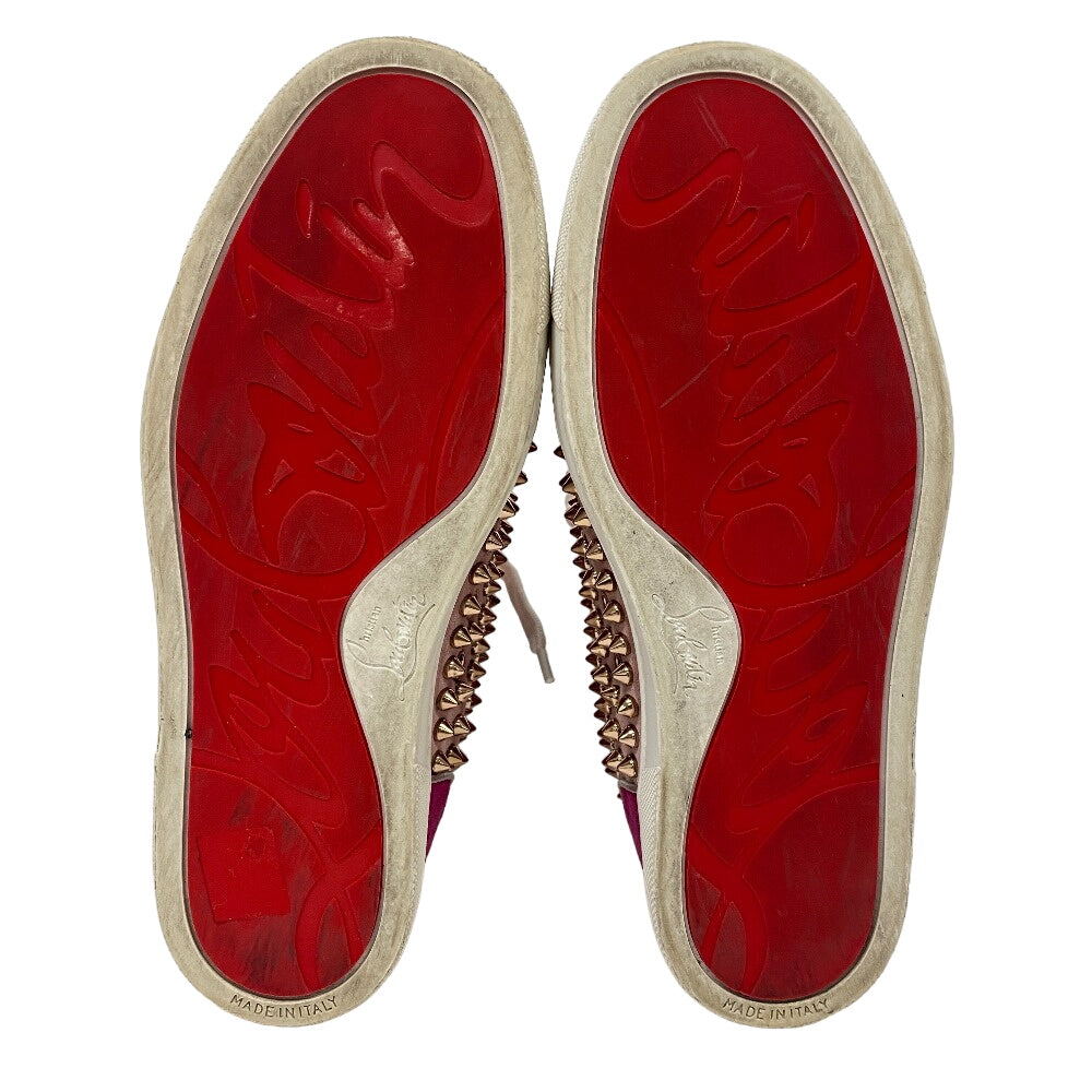 Christian Louboutin Sneakers Leather, Suede Pink High Cut Spike Studs Women 36.5