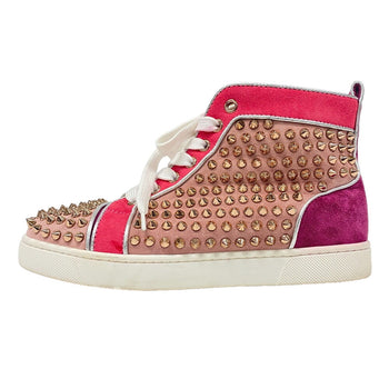 Christian Louboutin Sneakers Leather, Suede Pink High Cut Spike Studs Women 36.5