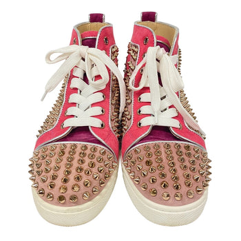 Christian Louboutin Sneakers Leather, Suede Pink High Cut Spike Studs Women 36.5