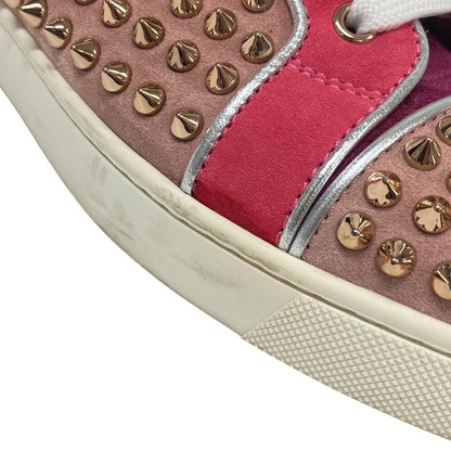 Christian Louboutin Sneakers Leather, Suede Pink High Cut Spike Studs Women 36.5
