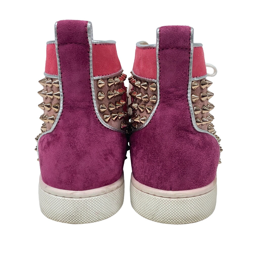Christian Louboutin Sneakers Leather, Suede Pink High Cut Spike Studs Women 36.5
