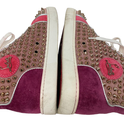 Christian Louboutin Sneakers Leather, Suede Pink High Cut Spike Studs Women 36.5