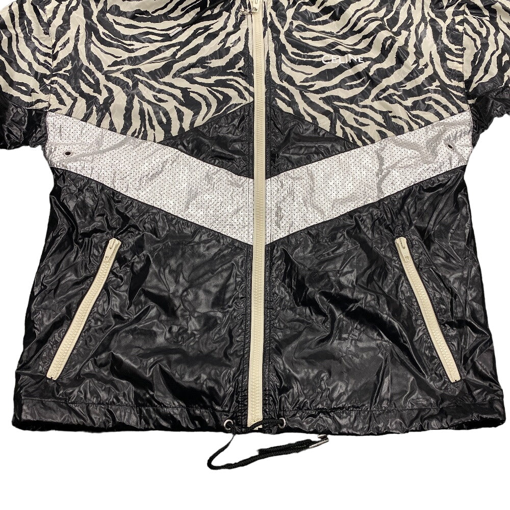 Celine Nylon Jacket 2W537260Q Nylon Black 44 22Stainless Steel Zebra Look Loose Cut Jacket Mens 44