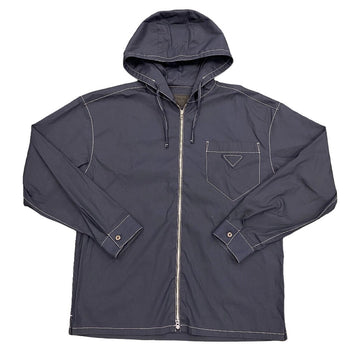Prada Hoodie Sc686 Cotton, Nylon Navy 23Stainless Steel Xs Mens