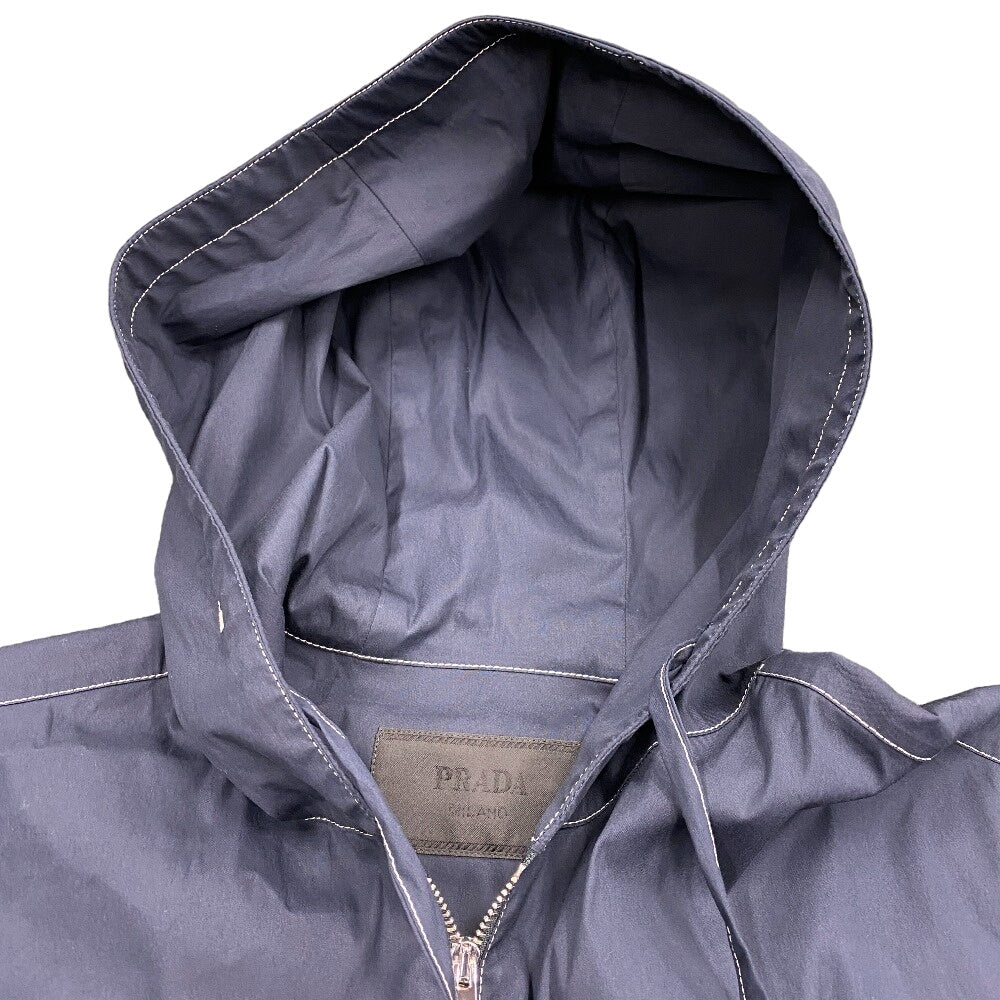 Prada Hoodie Sc686 Cotton, Nylon Navy 23Stainless Steel Xs Mens