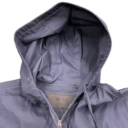 Prada Hoodie Sc686 Cotton, Nylon Navy 23Stainless Steel Xs Mens