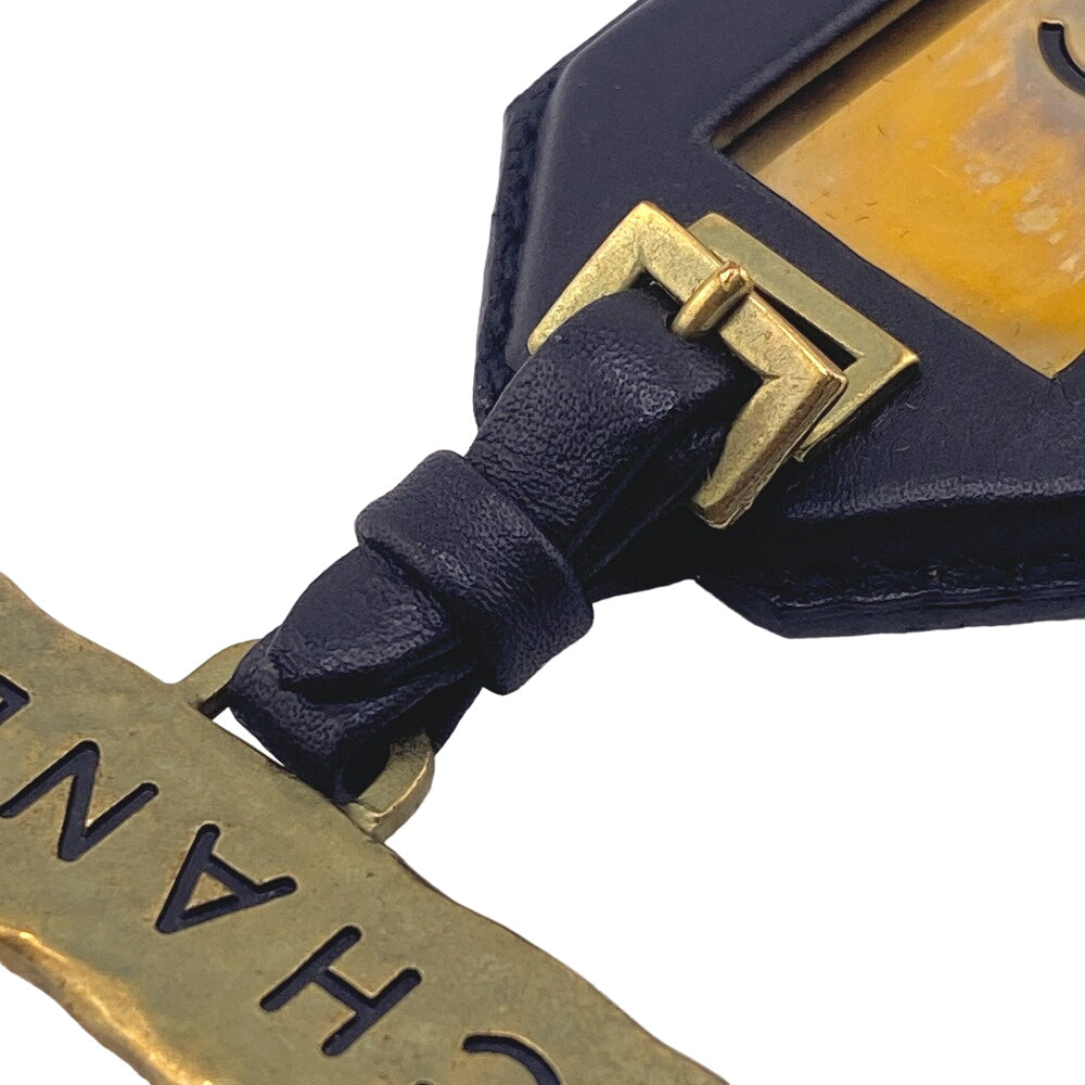 Chanel Brooch Leather Black 94P Coco Mark Name Tag Unisex(Unisex)