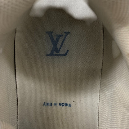 Louis Vuitton Sneakers Fd0270 Denim, Leather Blue Monogram Denim Mens 7 1/2