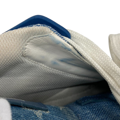 Louis Vuitton Sneakers Fd0270 Denim, Leather Blue Monogram Denim Mens 7 1/2