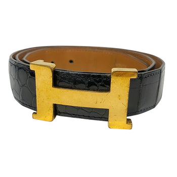 Hermes Belt Polosus Black Crocodile H Belt