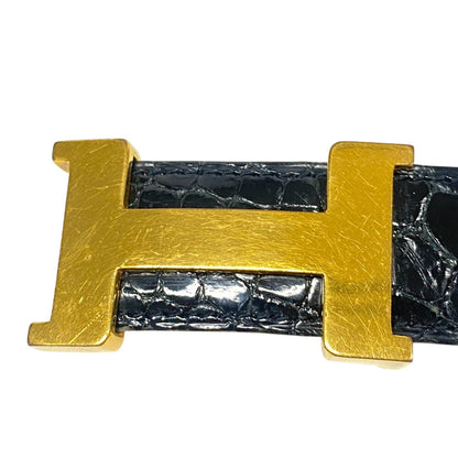 Hermes Belt Polosus Black Crocodile H Belt