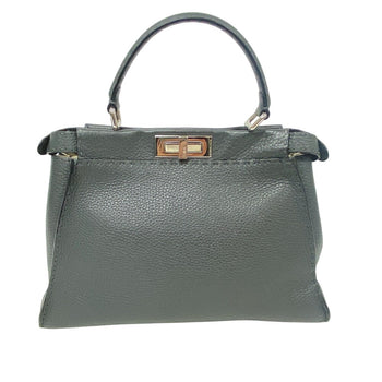 Fendi Handbag Leather Gray 2Way Shoulder Bag Celeria Peek-A-Boo Regular Women