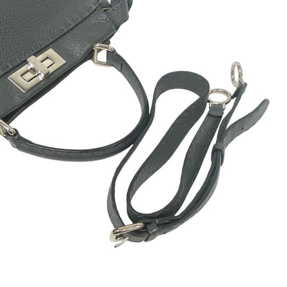 Fendi Handbag Leather Gray 2Way Shoulder Bag Celeria Peek-A-Boo Regular Women