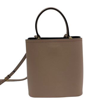 Prada Handbag Leather Beige 2Way Saffiano Cuir Panniers Women