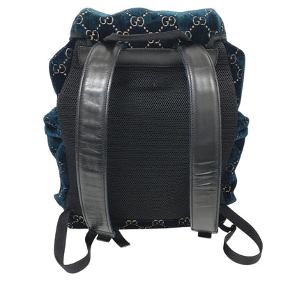 Gucci Backpack 574923 Leather, Nylon Green Gg Velvet Unisex(Unisex)