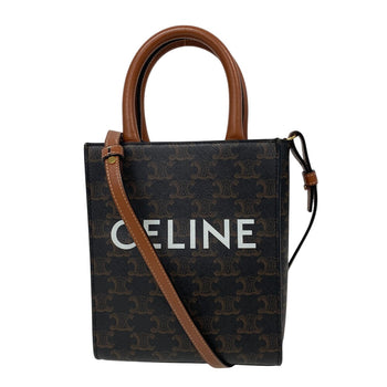 Celine Shoulder Bag Pvc, Leather Black Triomphe Mini Vertical Cover Women