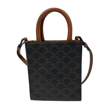 Celine Shoulder Bag Pvc, Leather Black Triomphe Mini Vertical Cover Women