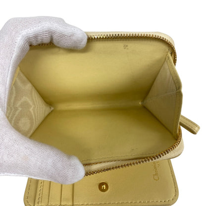 Dior Bifold Wallet Leather Yellow Caro Scarlet Women