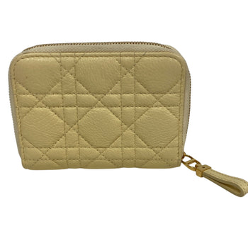 Dior Bifold Wallet Leather Yellow Caro Scarlet Women