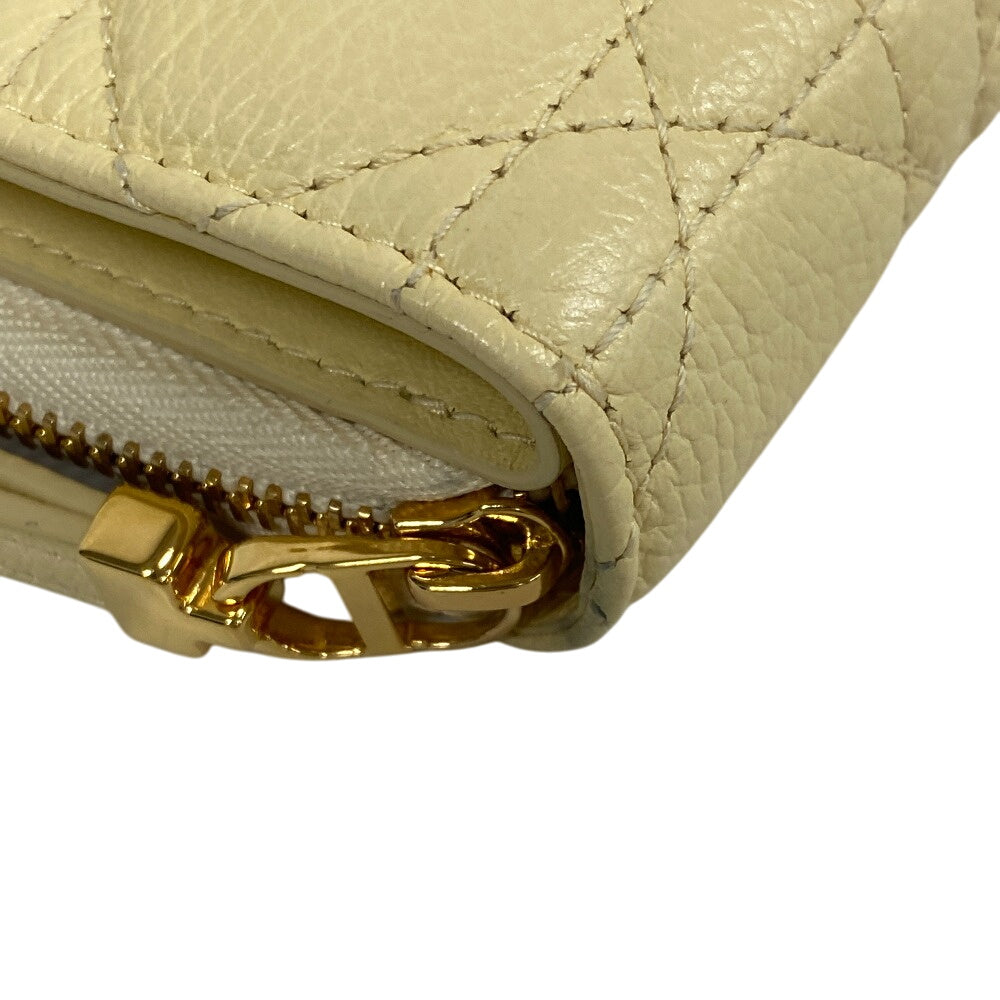 Dior Bifold Wallet Leather Yellow Caro Scarlet Women